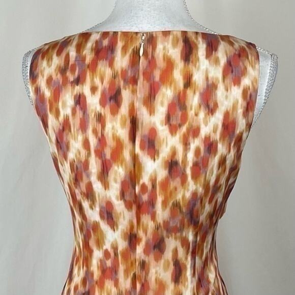 Ann Taylor Orange Silk Watercolor Print Fitted Party Event Dress NWOT Size 4 - Picture 6 of 13